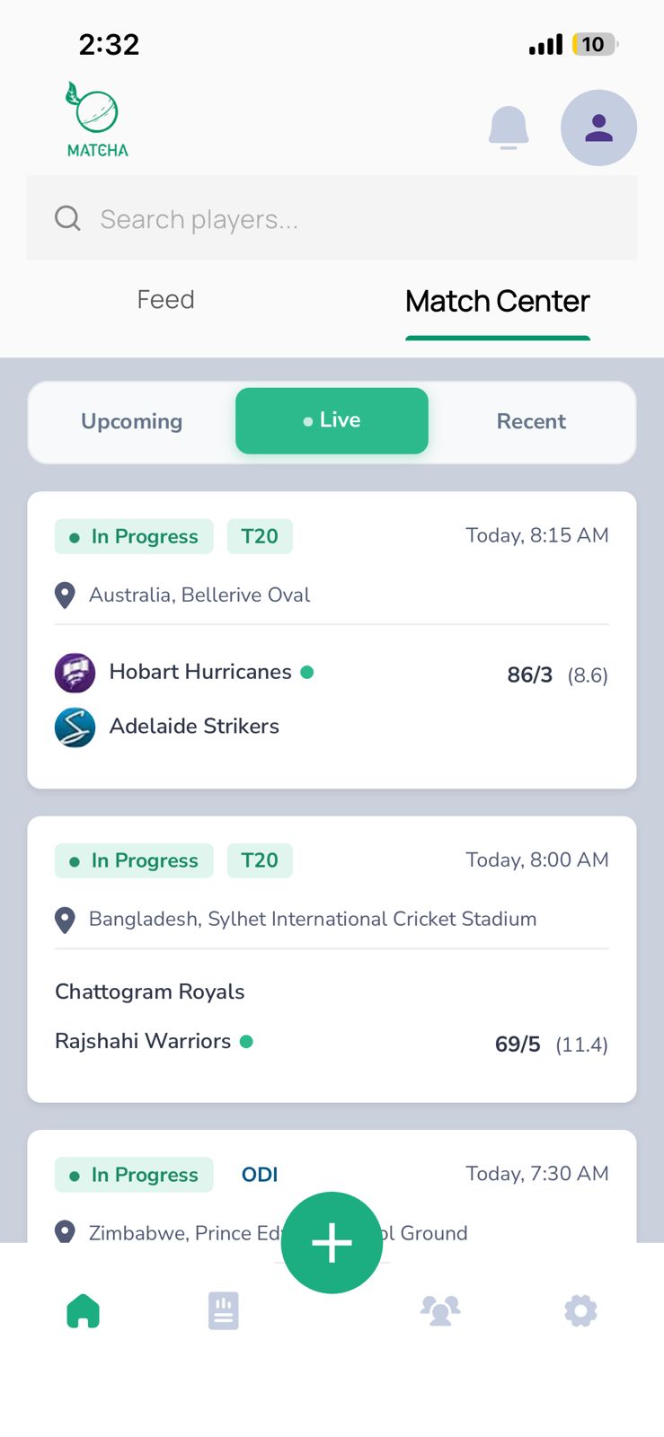 Match Center Screen 2